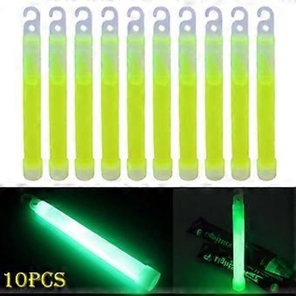 10 stk. 15 cm Glowsticks med Krok, Tykke, Flat Bunn, Lysende Stavere, Turutstyr, Festartikler (Fargemiks)