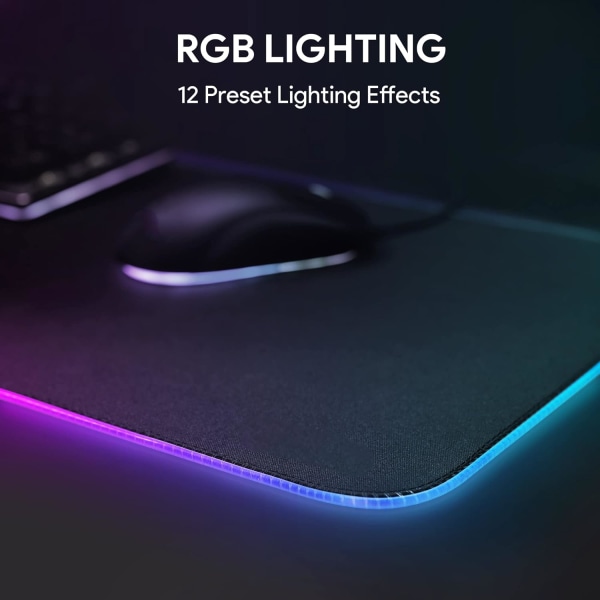 800 x 300 x 4mm RGB Gaming Mouse Pad, 9 LED Colors, 12 Lighting E