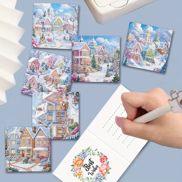 6-delt diamantmaleri julekortsett, DIY kortlaging sett - HK037
