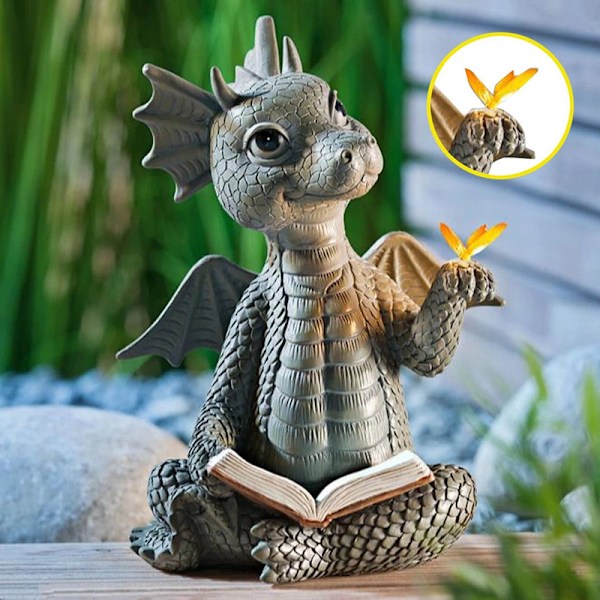 Charmig Utedrakskulptur i Resin, Dekorativ Utedrake