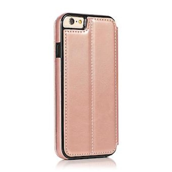 PU Læder Etui Folio Til Iphone 6p/6sp, Business Stil, Pengepung Funktion, Fald Beskyttelse, Stativ Funktion, Holdbar (Rosenguld)