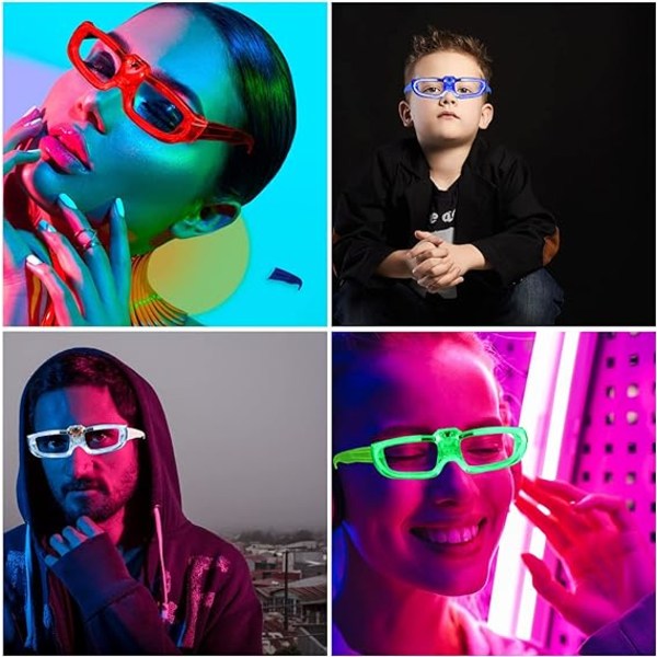 4 st LED-upplysta glasögon, blinkande LED Cyberpunk-glasögon för Disco Par