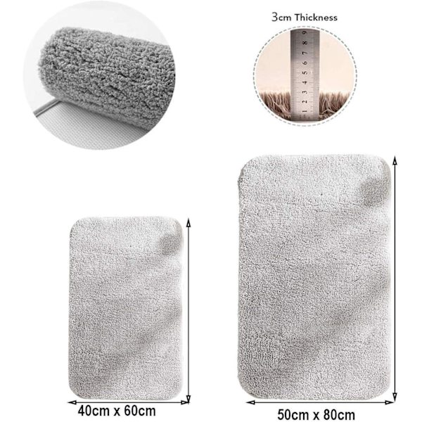 Skridsikker ekstra tyk bademåtte i mikrofiber, absorberende brusebadsmåtte til