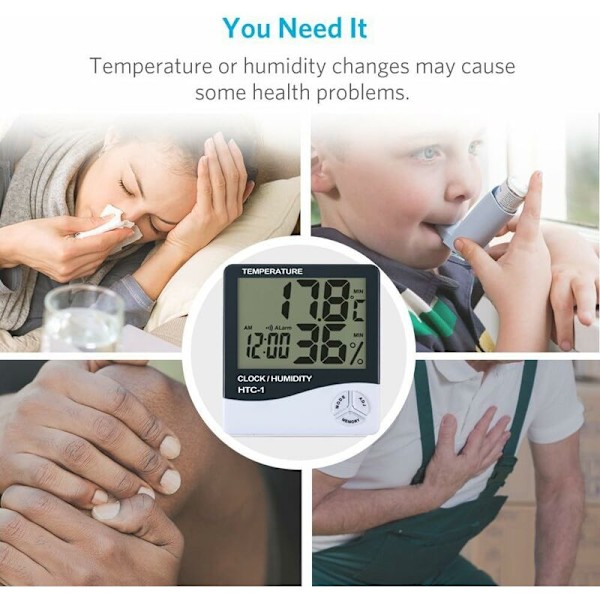 1 st vit paket LCD digital hygrometer termometer temperatur