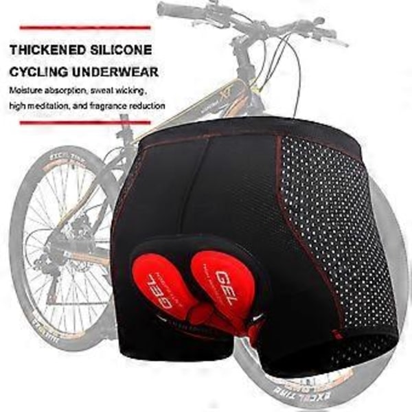 Mænd Cykelshorts 5D Gel Polstret Underbukser MTB Mountainbike Cykel Shorts Bukser (L Rød Sort)