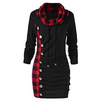 Langærmet pullover-skjorte til kvinder, åndbart materiale, slank og alsidig top til pige, kvinde, mor, kæreste (S Sort) Black S