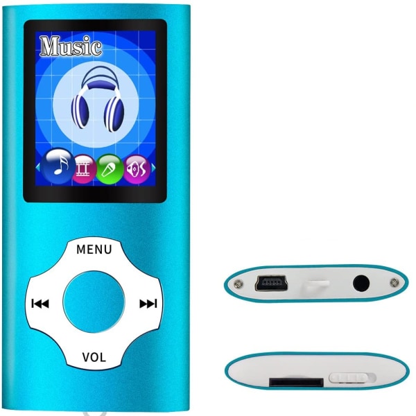 MP3/MP4 bärbar spelare, ljusblå med 1,8 tums LCD-skärm och Me
