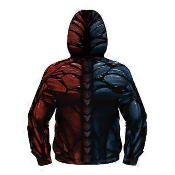 Barn Pojkar Venom Tryckt Jacka Full Dragkedja Roliga Huvtröjor Huvad Mask Kappor Ytterkläder (8-11 År Blå Röd)