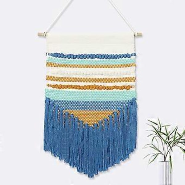 Håndlaget Gobelin Boho Vevd Dusk Hybelrom Bakgrunnsdekorasjon blå