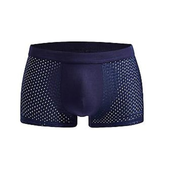 Fianao Sexiga Män Mesh Hollow Solid Color Boxers U Convex Underkläder Andningsbara Underbyxor (L Royal Blue)