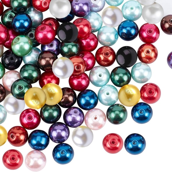 300 st 15 färger glaspärlor runda pärlor färgade pärlemorfärgade pärlor f