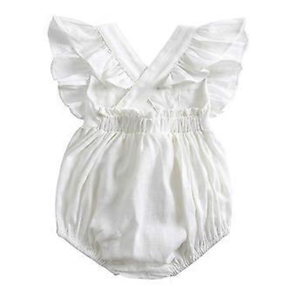 Babykläder Flicka Baby Sparkdräkt Volang Ärmlös Jumpsuit Heldräkt Enfärgad Bodysuit Sommar Babykläder Flicka Rosa 90(90 Rosa)
