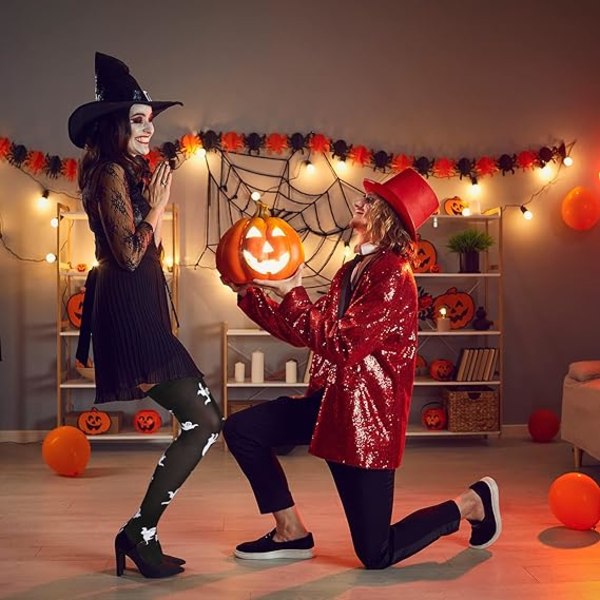 6 par Halloween sokker Nyhed Halloween lårstrømper Bat Pum