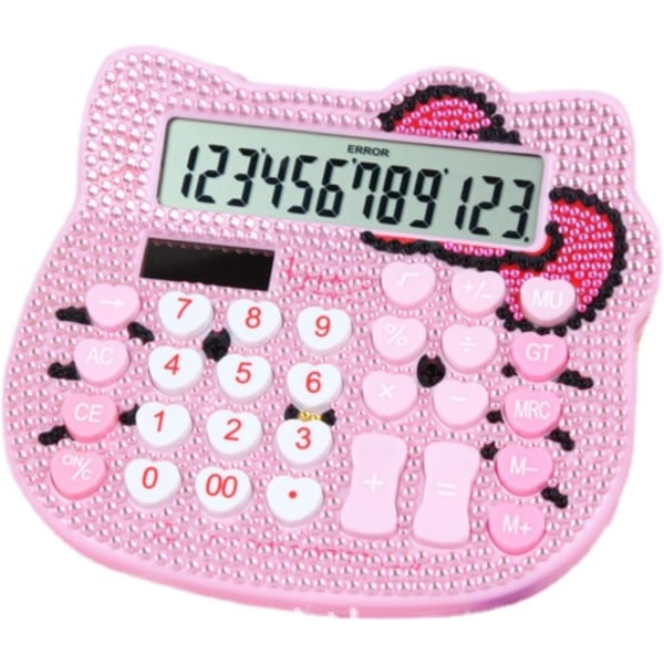 Söt miniräknare Cat Crystal Calculator Girl and Woman Pink Calcul