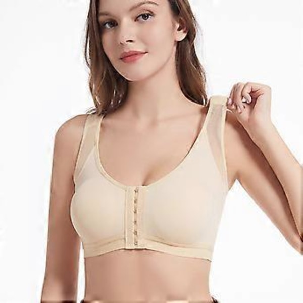 Uusi seksikäs naisten racerback-mallinen etukiinnitteinen leikkauksen jälkeinen lääketieteellinen kompressio korkean tuen leveillä olkaimilla varustettu urheiluliivi (3XL Aprikoosi)