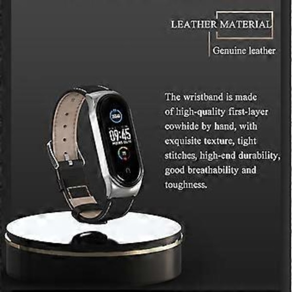 Läderarmband för Xiaomi Mi Band 6 / 5 / 4 / 3 (Svart)