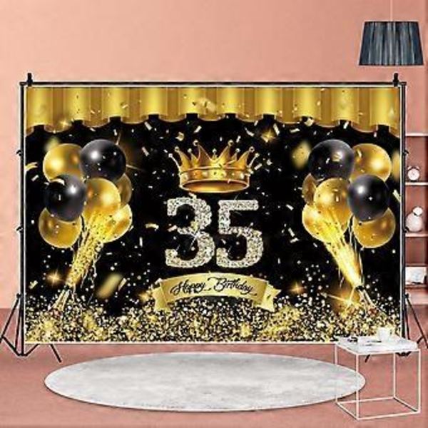 Fødselsdag Baggrundsbanner 50 års Fødselsdag Baggrund 180 * 121cm Stor Sort Guld Skilt Stof Fødselsdag Fotoboks Baggrund til Fødselsdagsfest Dekoration