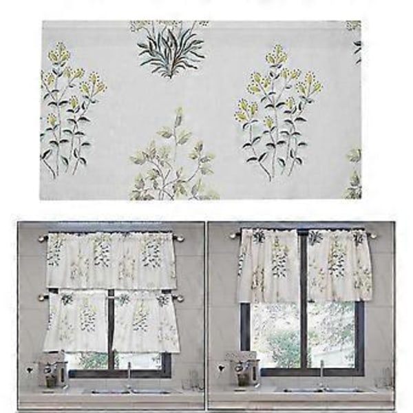 Blomstrete Botanisk Termisk Isolert Vindusgardinkappe med Stanglomme (150x45cm)