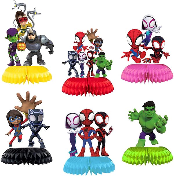 6-delt sett med Spider-Man-tema bursdagsdekorasjoner, 3D h