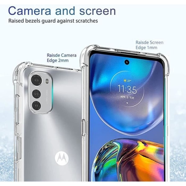 Fodral till Motorola Moto G84 5G + x3 härdat glas - genomskinligt fodralskydd Skärmskydd av härdat glas