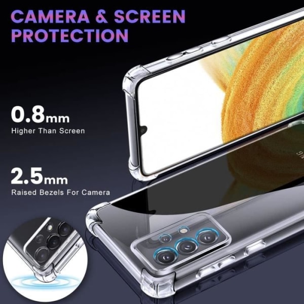 Fodral för Samsung Galaxy A32 5G + 2x härdat glas - genomskinligt fodral Skyddsglas skärmskydd härdat glas