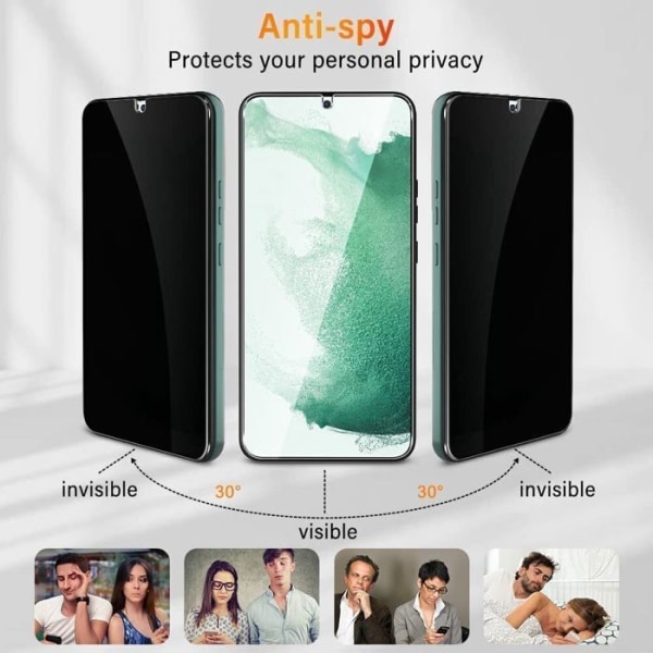 Fodral för Samsung Galaxy S24 Svart + Anti-Spy härdat glas - Plånboksfodral Cover Glas Skärmskydd