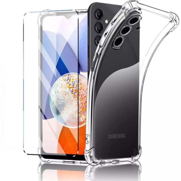 Fodral till Samsung Galaxy A55 5G + härdat glas - genomskinligt fodral Skyddsglas skärmskydd härdat glas