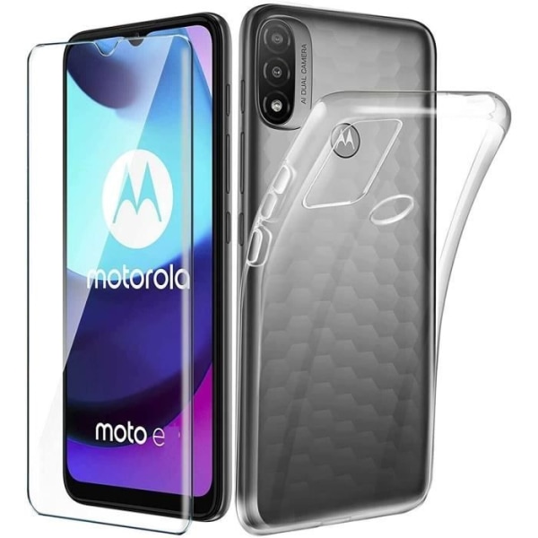 Fodral till Motorola Moto G14 + härdat glas - genomskinligt fodralskydd Skärmskydd i härdat glas