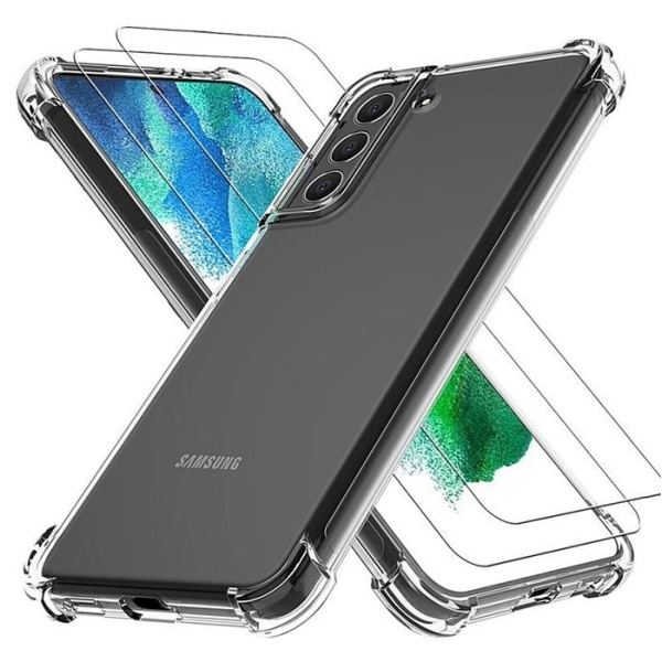 Fodral för Samsung Galaxy S24 Plus + x2 härdat glas - genomskinligt fodral Skyddsglas skärmskydd härdat glas