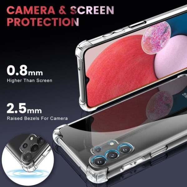 Fodral för Samsung Galaxy A13 4G + x2 härdat glas - genomskinligt fodral Skyddsglas skärmskydd härdat glas