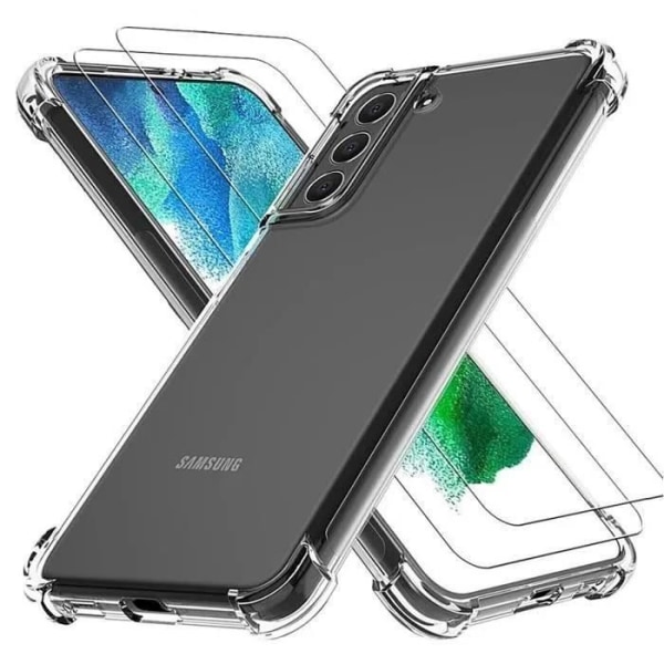 Fodral för Samsung Galaxy S23 Plus + 2x härdat glas - genomskinligt fodral Skyddsglas skärmskydd härdat glas
