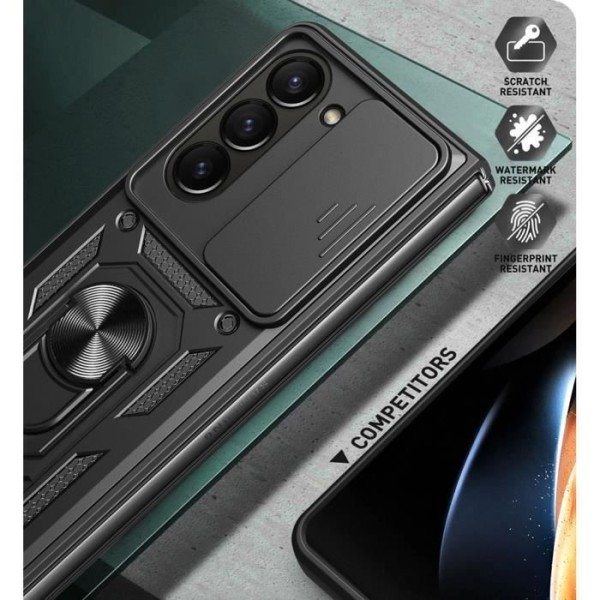 Fodral till Samsung Galaxy Z Fold 5 - Fodral Cover Ring Magnet Skyddskamera Stötsäker Svart