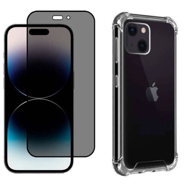 Fodral till iPhone 14 Pro + Anti Spy Tempered Glass - Transparent Fodral Cover Glas Skärmskydd Härdat Glas Anti Spy Privat