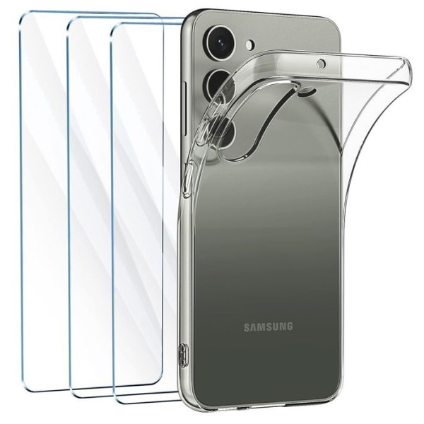 Fodral till Samsung Galaxy S24 Ultra + x3 härdat glas - genomskinligt fodral skydd härdat glas skärmskydd