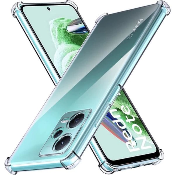 Fodral till Xiaomi Redmi Note 12 Pro Plus + 2x härdat glas - genomskinligt fodral täckglas skärmskydd härdat glas