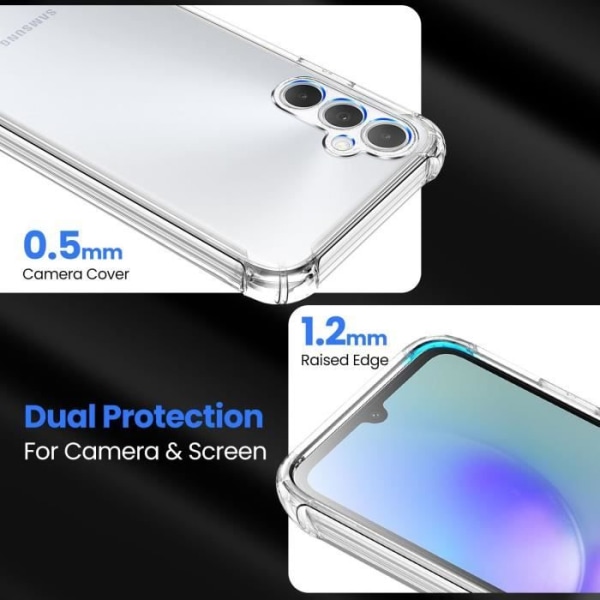 Fodral för Samsung Galaxy A05s + x2 härdat glas - genomskinligt fodral skydd härdat glas skärmskydd