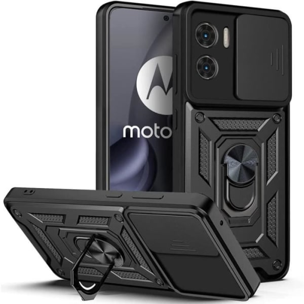 Fodral till Motorola Moto E22 / E22i - Fodral Cover Ring Magnet Skydd Kamera Stötsäker Svart