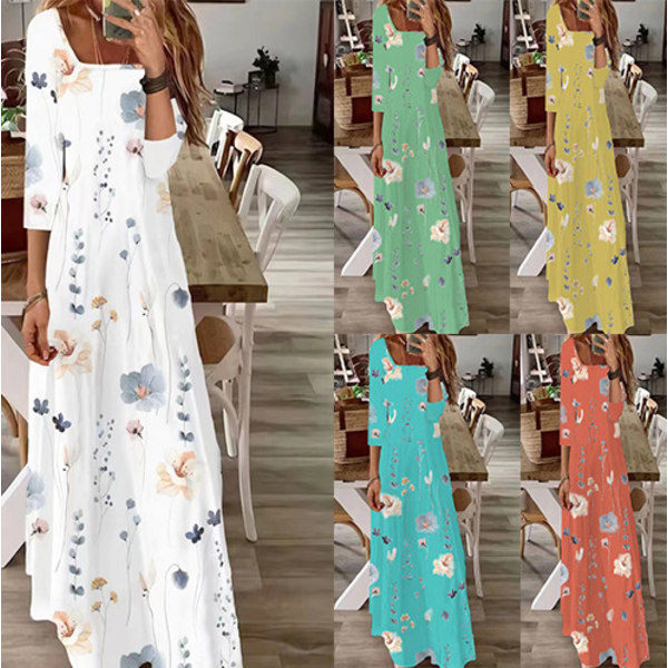 Fashionabel Elegant tryckt Klänning Lång Jumpsuit Vit L_paris