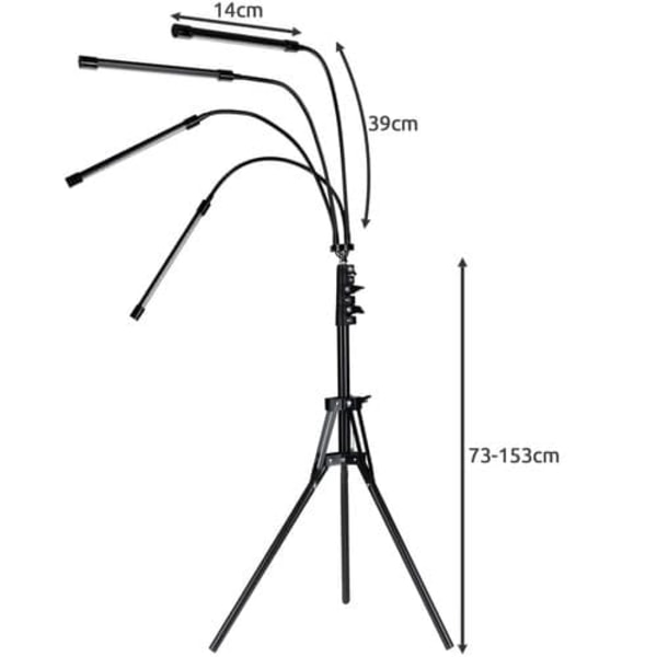 Vækstlampe med Stativ / Plantebelysning - 4 LED-paneler—pa