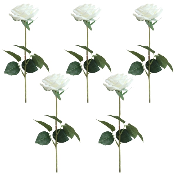 5:a Fake Roses Konstgjorda Blommor Långa stjälkar Bukett för White