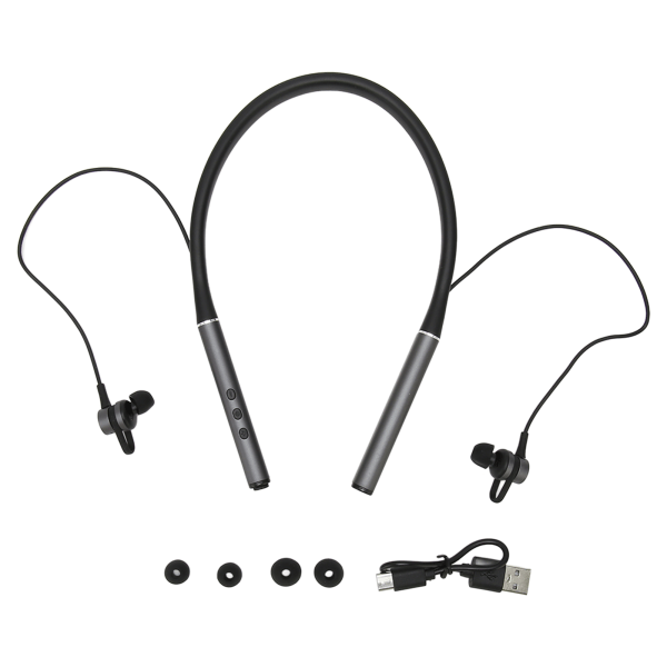 Nackband Bluetooth hörlurar Trådlös HiFi Stereo Bass Magnetisk Nackbandshörlurar för utomhussportsträning Grå