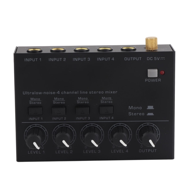 4-kanals lydmixer Line Mixer 4-kanals hovedtelefonforstærker til hjemmestudier Live-optagelse 100?240V EU-stik