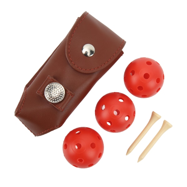 Golfpallopussi, nahkainen magneettisolki, kannettava golfpallon pidike 3 golfpallolle