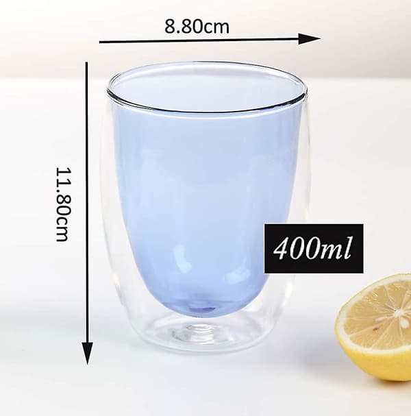 Dobbelt væggede glaskaffe. 400 ml Latte-glas. Dobbeltlags glaskaffe