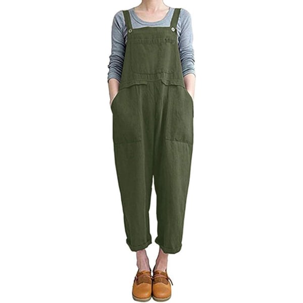 Kvinnors Lösa Overall Jumpsuit Casual Byxor $ XL Bomull och