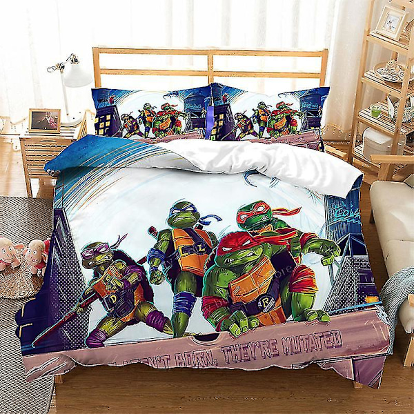 2023 Teenage Mutant Ninja Turtles Ny film Sängkläder Set Örngott Set Barn Anime Rum Inredning Cover Present T-02 AU Double-180x210cm