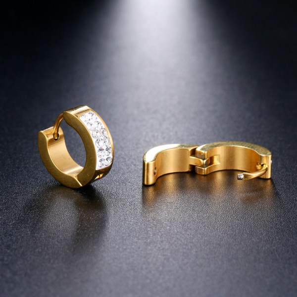 Enkelt mode i rostfritt stål Örhängen med klämmor Smycken present (gyllene)