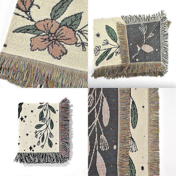 Butterfly Mønster Plaider til Sofa Seng Sæde Boho Jacquard Kvaster Gobelin Boligindretning Udendørs.pa