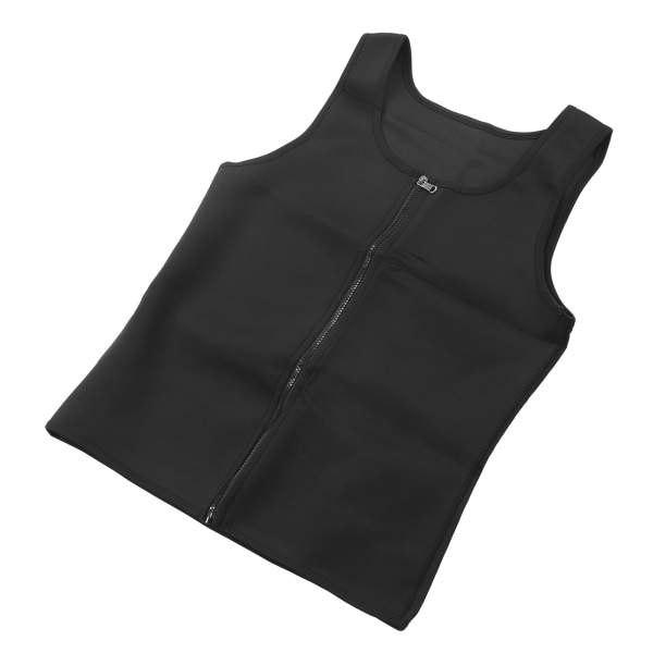 Mænd Lynlås Fitness Shapewear Tank Top L Størrelse All Black Quick Dry Mandlige Workout Slankende Tank Top