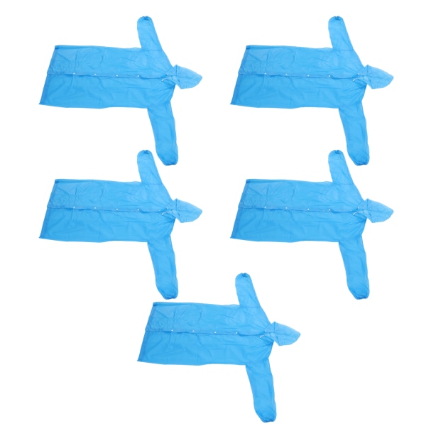 5 kpl hupullinen sadetakki, paksunnettu EVA nopeasti kuivuva uudelleen käytettävä yksiosainen hupullinen sadeponcho takki aikuisten ulkomatkoille Sininen